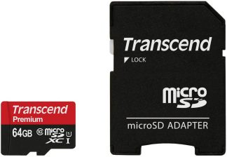Transcend 64GB MicroSDXC Class10 UHS-1 Memory Card with Adapter 90 MB/s-0